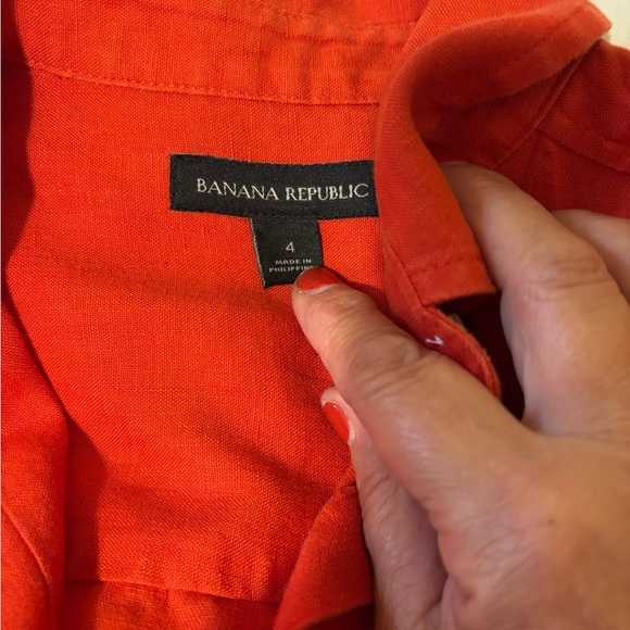 Banana Republic Alexi Linen Shirt Dress size 4 tomatoes red - Picture 8 of 9